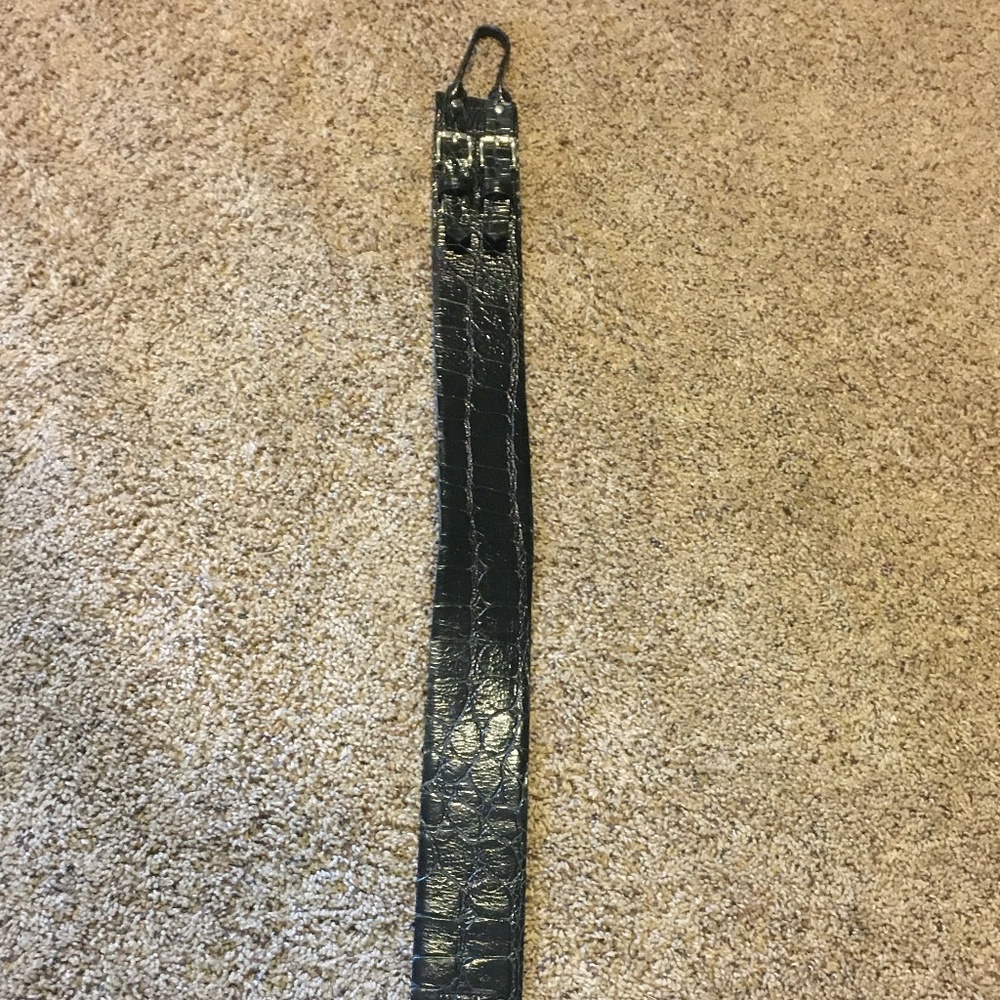 Bill Blass New York, black faux crocodile wide waisted belt, size Medium